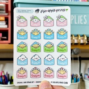 Happy Mail Friends Cute Seasonal Character Stickers Planner, Bullet Journal Hand Drawn, Handmade R211, R212, R213, R214 image 3