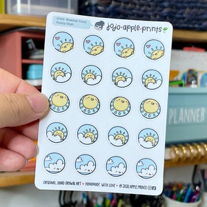 Weather Icons, Mood Stickers Seasonal Stickers Planner, Bullet Journal Hand Drawn, Handmade S056, S057, S058, S059, S060, S072 image 8
