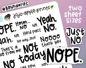 Boundaries Planner Stickers | How to Say No | Mental Health Stickers | Hand Drawn, Handwritten Script, Original Art (C034, S047)