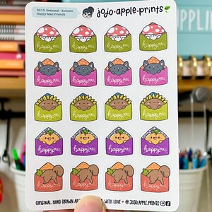 Happy Mail Friends Cute Seasonal Character Stickers Planner, Bullet Journal Hand Drawn, Handmade R211, R212, R213, R214 image 5