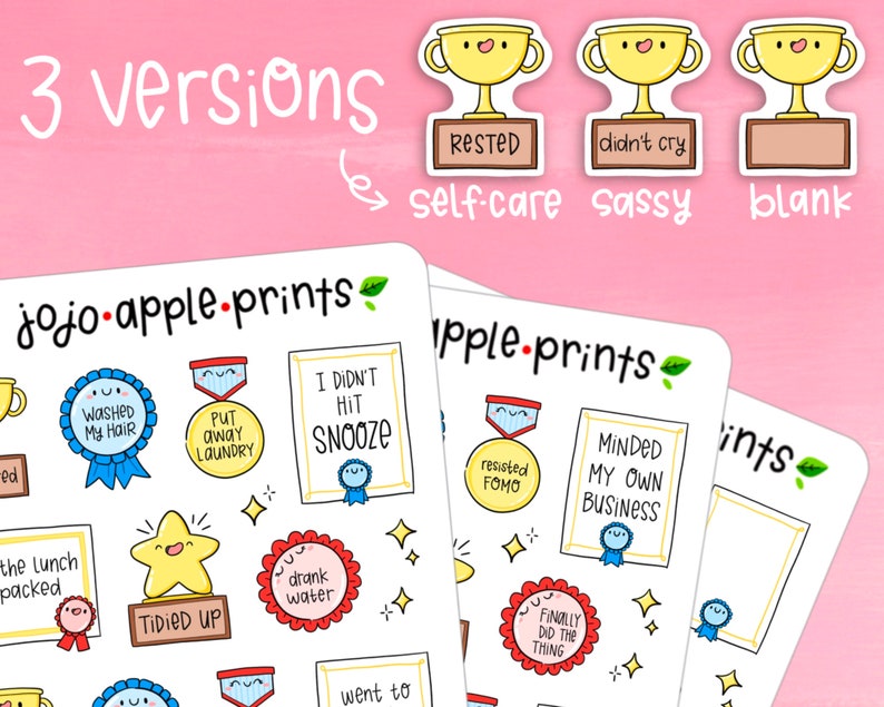 Mini Award Trophy Stickers | Self-care, Sassy | Planner, Bullet Journal ...