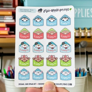 Happy Mail Friends Cute Seasonal Character Stickers Planner, Bullet Journal Hand Drawn, Handmade R211, R212, R213, R214 image 6