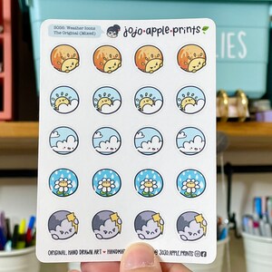 Weather Icons, Mood Stickers Seasonal Stickers Planner, Bullet Journal Hand Drawn, Handmade S056, S057, S058, S059, S060, S072 image 3
