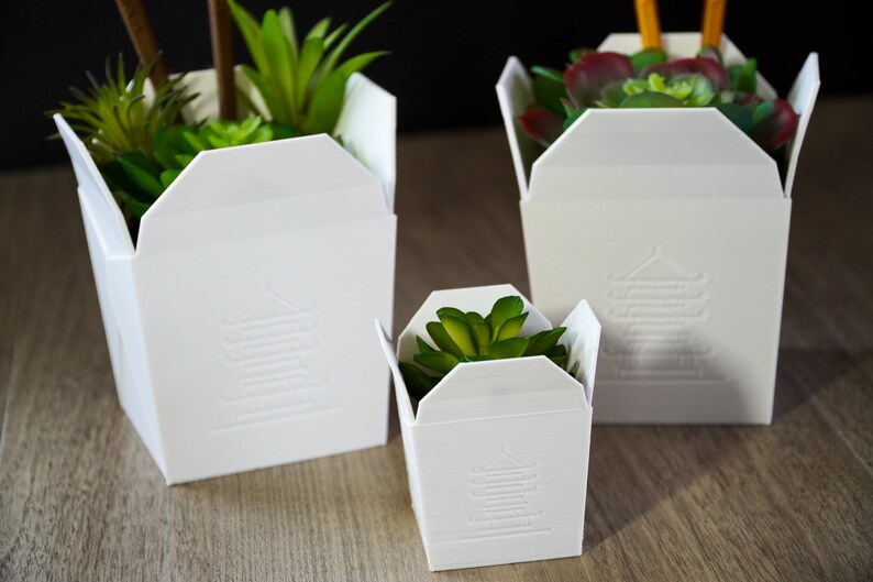 3D Printed Chinese Takeout Box Planter / Flowerpot Etsy