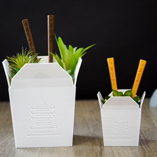 3D Printed Chinese Takeout Box Planter / Flowerpot Etsy
