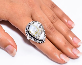 Owyhee Blue Opal Ring 7 US, 925 Sterling Silver Ring by Golden Strings Gems