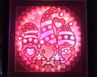 Valentine Gnomes Light Box Shadow Box
