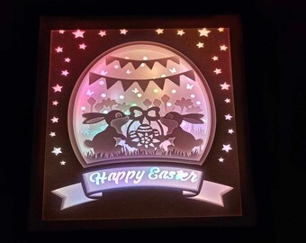 CLEARANCE - Easter Bunnies Light Box Shadow Box Gift