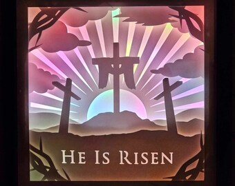 He Is Risen Lightbox, Shadow Box, Unique Christmas Gift, Handmade Holiday Gift