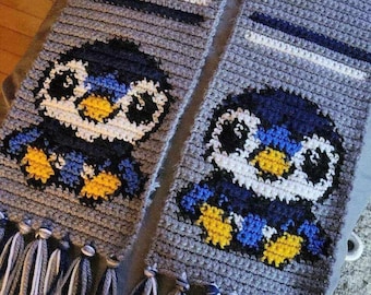 Penguin Handmade Crochet Scarf – Cozy Valentine Gift, Soft Winter Accessory