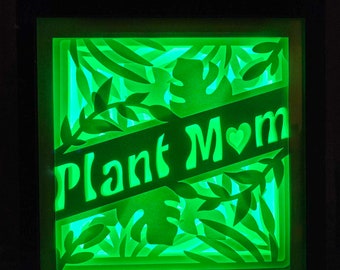 Plant Mom Lightbox, Shadow Box, Unique Christmas Gift, Handmade Holiday Gift