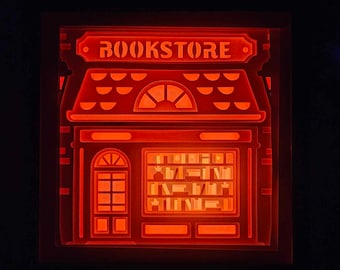 Bookstore Lightbox, Shadow Box, Unique Christmas Gift, Handmade Holiday Gift
