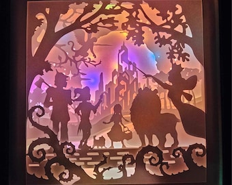 Yellow Brick Road Lightbox, Shadow Box, Unique Christmas Gift, Handmade Holiday Gift