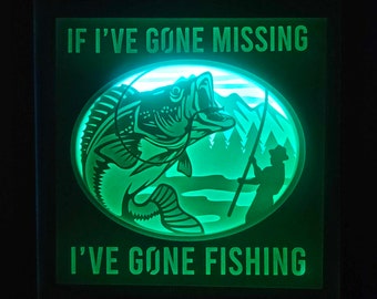 Gone Fishing Lightbox, Shadow Box, Unique Christmas Gift, Handmade Holiday Gift
