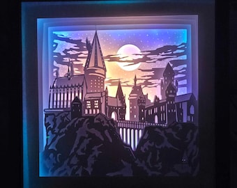 Fantasy Castle LED Lightbox Wall Art & Shelf Decor – Shadow Box Lamp, Cozy Romantic Gift