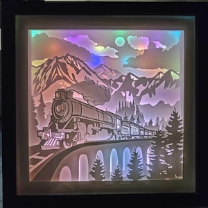 Train Light Box Shadow Box Mothers Day Gift Fathers Day Gift