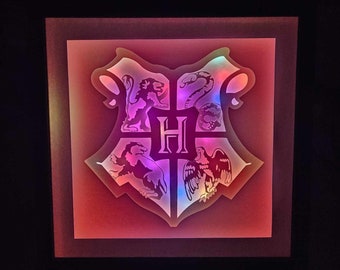 School Mascot Crest Lightbox, Shadow Box, Unique Christmas Gift, Handmade Holiday Gift