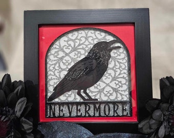 3D Raven Shadow Box Mini Shadow Box Frame Literature Gift Teacher Gift Mens Gift Womens Gift Boy Gift Girl Gift Valentine's Gift