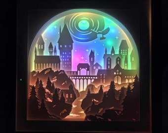 Castle Lightbox, Shadow Box, Unique Christmas Gift, Handmade Holiday Gift