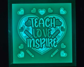 Teach Love Inspire Lightbox, Shadow Box, Unique Christmas Gift, Handmade Holiday Gift
