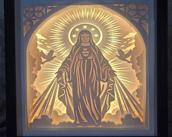 Ave Maria Lightbox, Shadow Box, Unique Christmas Gift, Handmade Holiday Gift
