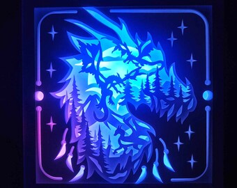 Dragon Lightbox, Shadow Box, Unique Christmas Gift, Handmade Holiday Gift