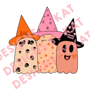 trendy halloween png design, digital file, sublimation, " 3 little ghost"