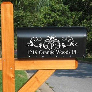 Personalized Ornament Mailbox Decal: Address Numbers, Street Name Vinyl