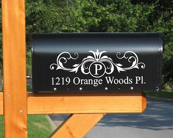 Personalized Ornament Mailbox Decal: Address Numbers, Street Name Vinyl