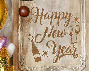 Happy New Year Vinyl Decal: Holiday Window Decoration