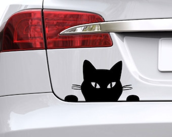 Peeking Cat Vinyl Decal: Car, Window, Laptop Sticker
