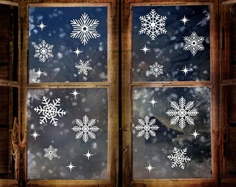 Snowflakes Decals - Christmas Snowflake Window Decoration - Winter wall decals -