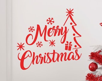 Merry Christmas Decal: Holiday Window and wall sticker