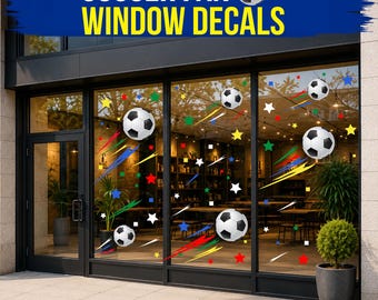 Sports Event Storefront Decals | Soccer Fan Window Graphics | Removable Vinyl Decoration Kit