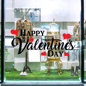 Happy Valentines Day 2 color vinyl decal | Valentine hearts sticker for windows, Walls gifts.