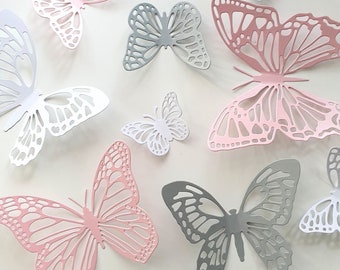 Pink Wall Decor, Butterfly Wall Stickers, Pink Room Decor, Pink Wall Art, Butterfly Wall Art, Butterfly Decor, Bedroom Decor, Nursery Decor