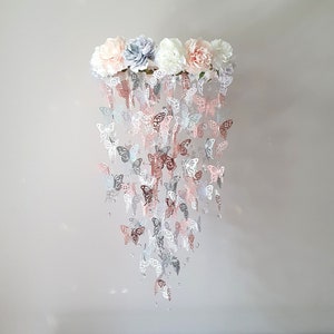 Large Butterfly Mobile, Baby Girl Mobile, Nursery Mobile Girl, Flower Crib Mobile, Butterfly Baby Mobile, Nursery Mobile, Peony Mobile