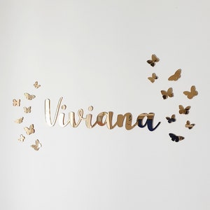 Butterfly Name Sign, Name Sign for Nursery, Name Sign Baby Girl, Butterfly Nursery Decor, Gold Name Sign, Cut Name Sign, Butterfly Decor