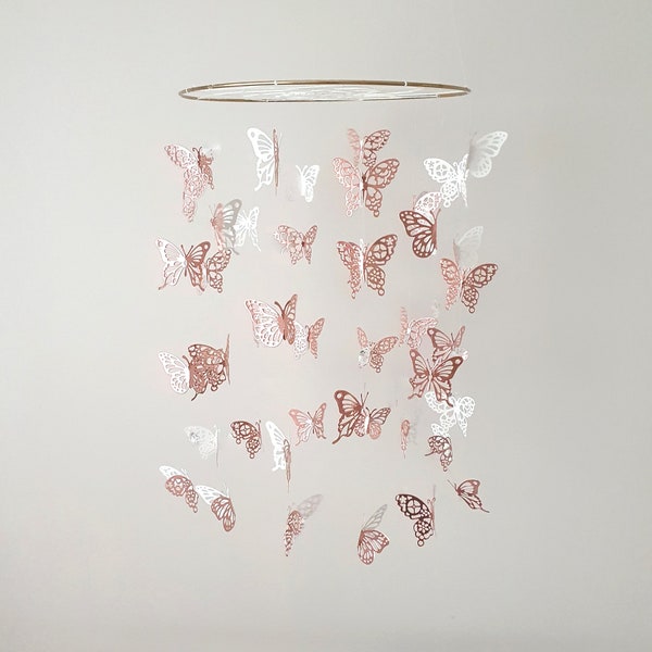 Rose Gold Schmetterling Mobile, Sparkle Schmetterling Mobile, Mädchen Krippe Mobile, Decke Krippe Mobile, Mobile Rose Gold, verzaubert Mobile, Feen Mobile