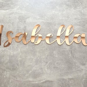 Rose Gold Name Sign, Rose Gold Name Wall Decor, Nursery Name Sign, Crib Name Sign, Wood Name Sign, Baby Name Sign, Acrylic Custom Logo Sign
