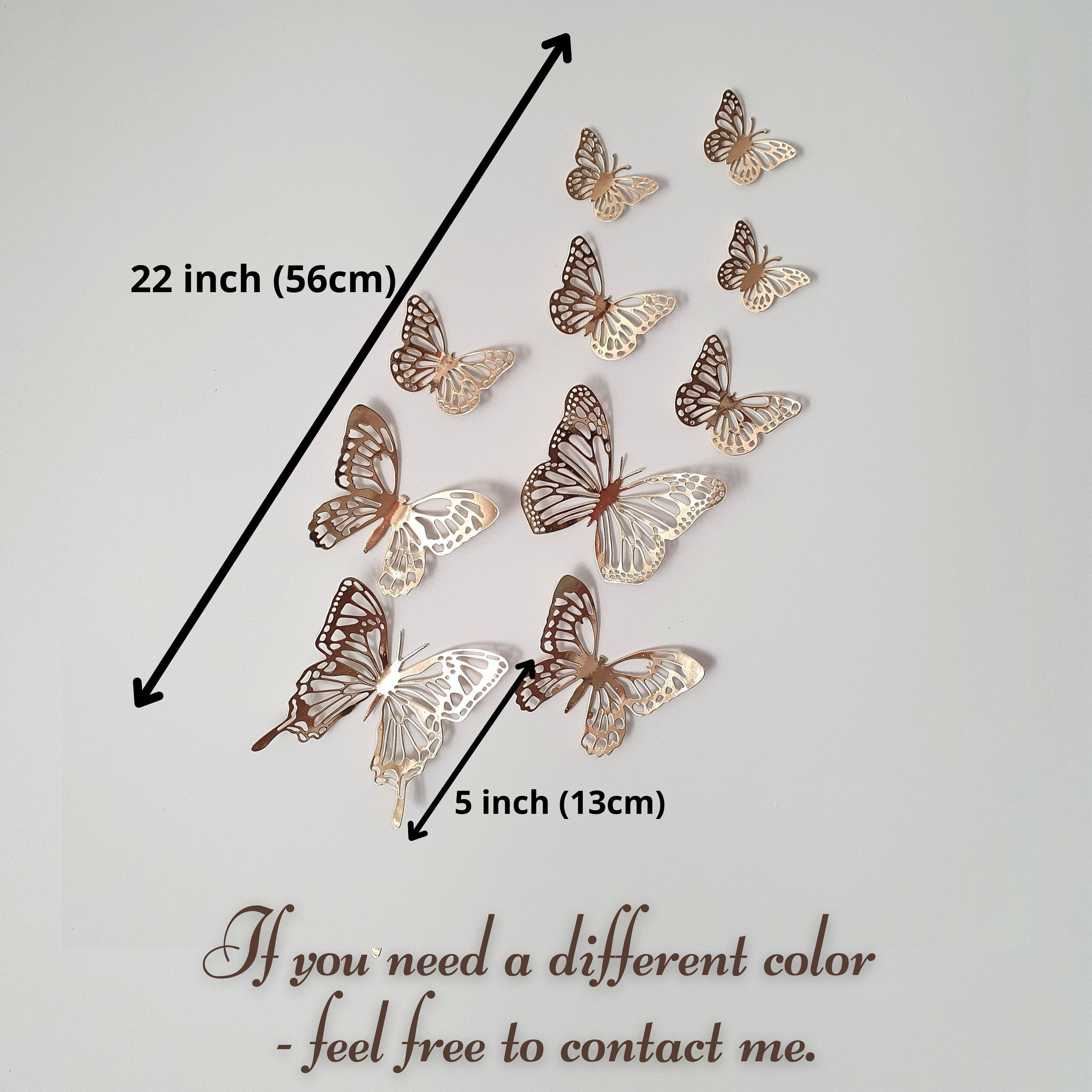 24-Piece 3D Metallic Butterfly Wall Stickers – Removable Decor For Parties, Weddings, & Room Decor - View #9