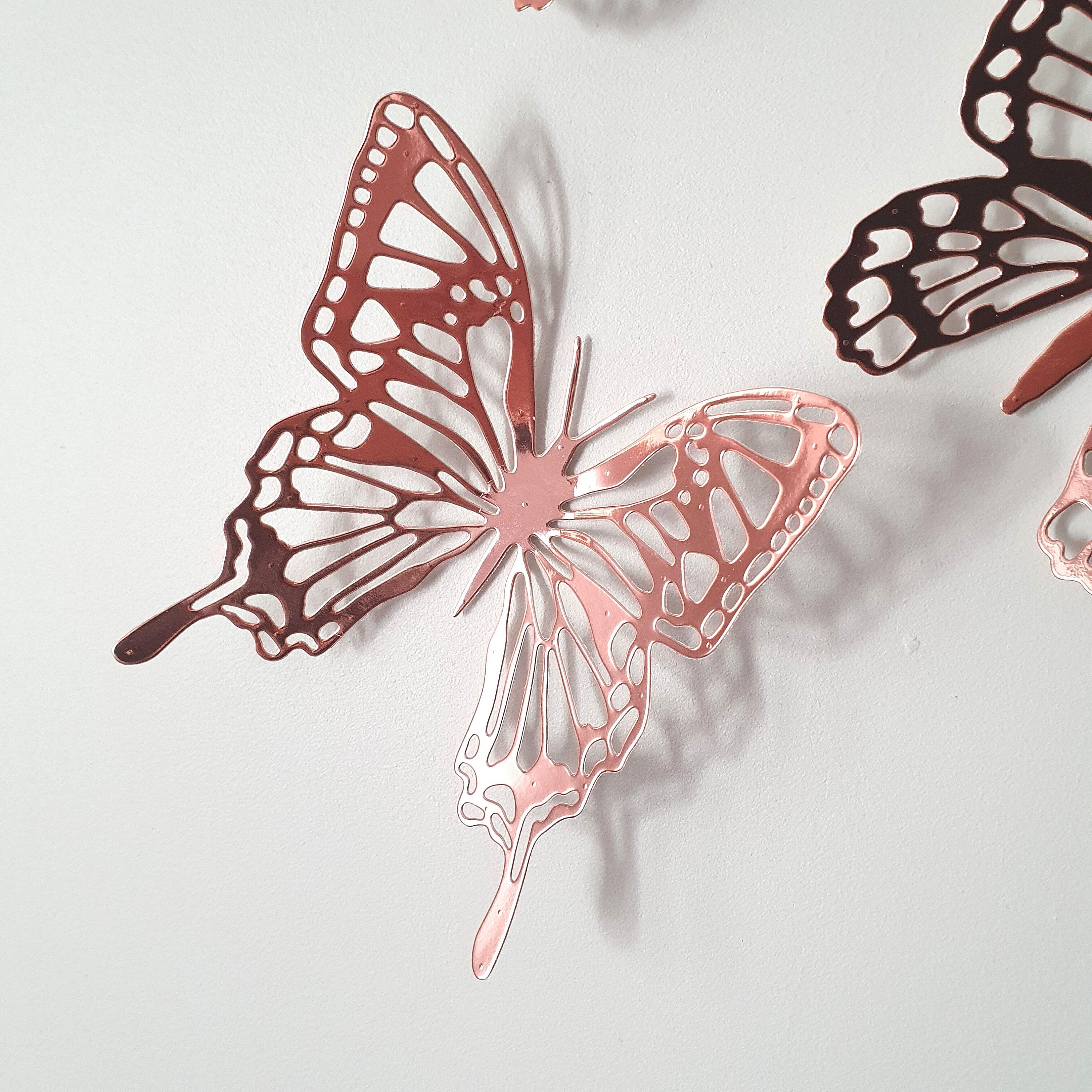 3D Rose Gold Butterfly Wall Decal Butterfly Wall Decor Etsy