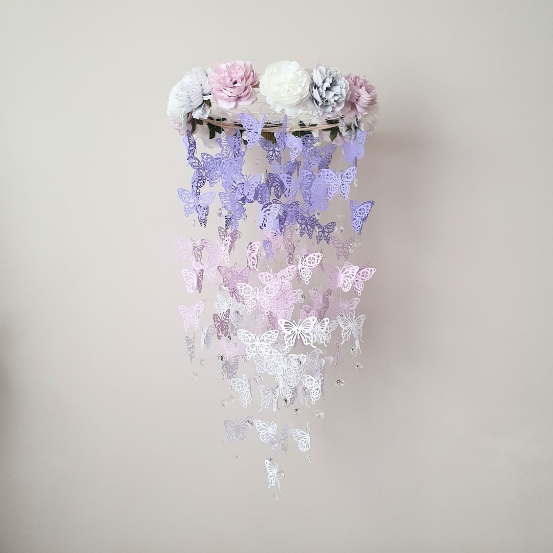 Purple Butterfly Mobile, Purple Baby Mobile, Lilca Mobile, Crib Mobile