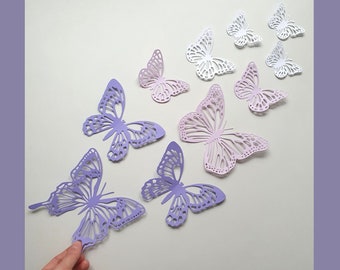 Purple Butterfly Nursery, 3d Butterfly Wall Decor, Purple Wall Art, Nursery Wall Butterflies Decor, Ombre Purple Wall Art,