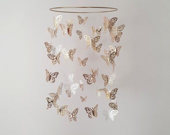 Gold Baby Mobile, Gold Butterfly Mobile, Gold Crib Mobile, Crib Mobile Sparkle, Butterfly Crib Mobile,Mobile Schmetterling, Nursery Mobile