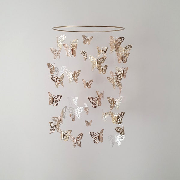 Gold Baby Mobile, Gold Butterfly Mobile, Gold Crib Mobile, Crib Mobile Sparkle, Butterfly Crib Mobile,Mobile Schmetterling, Nursery Mobile