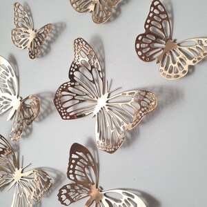 Gold Butterfly Wall Stickers, 3D Butterfly Wall Decor, Butterfly Decals