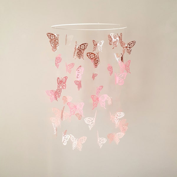 Crib Mobile Girl, Baby Girl Mobile for Crib, Ceiling Mobile, Fairy Mobile, Ombre Pink Mobile, Sparkle Mobile, Rose Gold, Baby Shower Gift