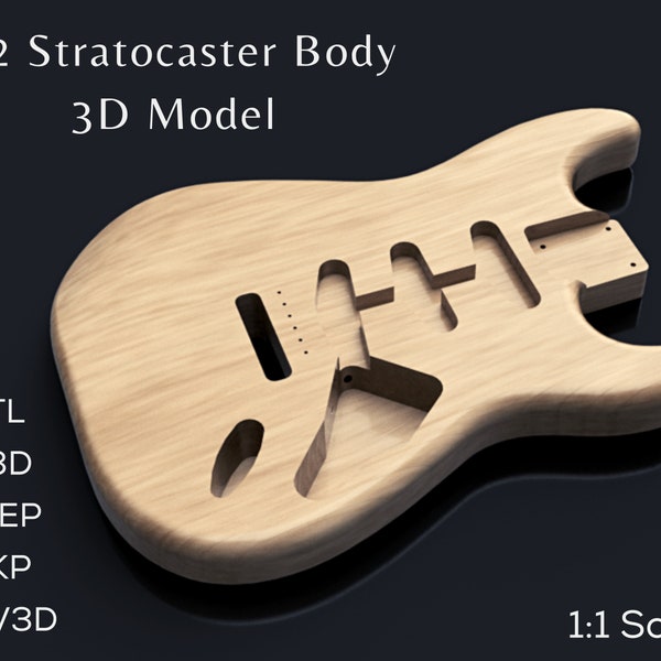 Fender 60s Stratocaster Guitar Body 3D STL STEP SKP F3D Digital Files 1:1 Scale | Instant Download | Cnc Cut Files | Guitar Build Plan