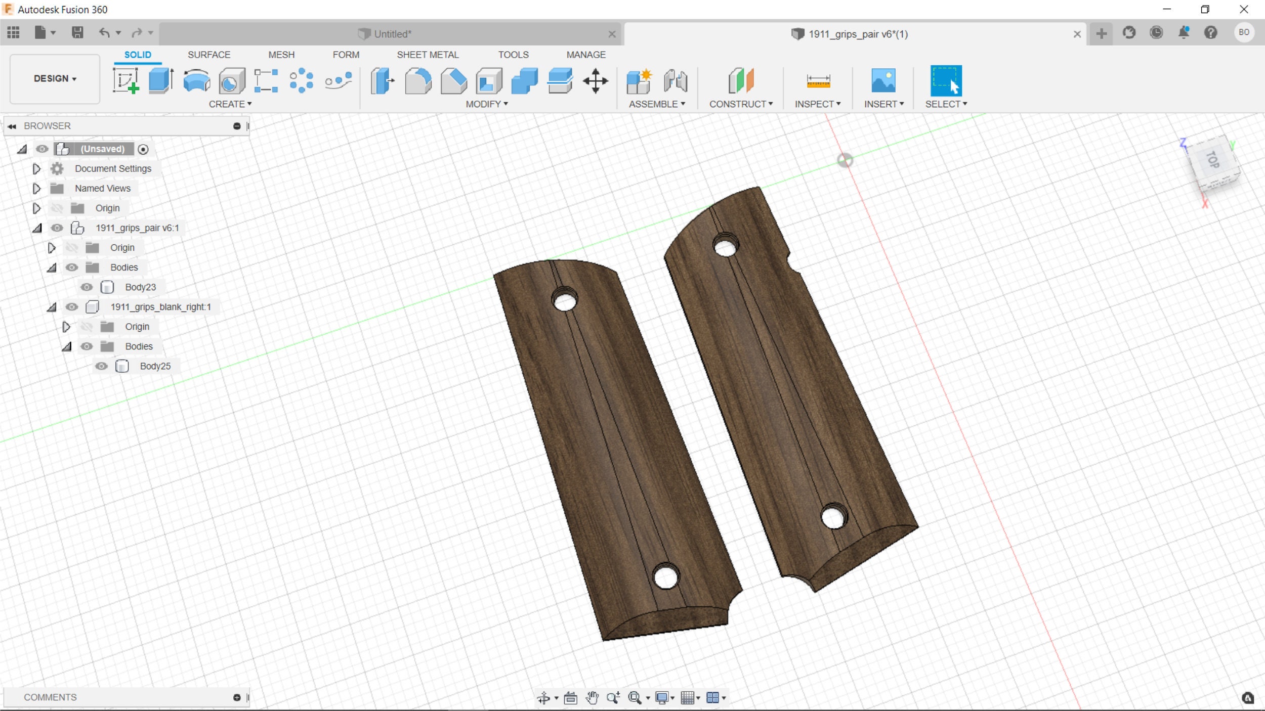 1911 Grips 3D CAD Files Stl Step Skp Obj 3mf F3d 1:1 Scale Instant ...